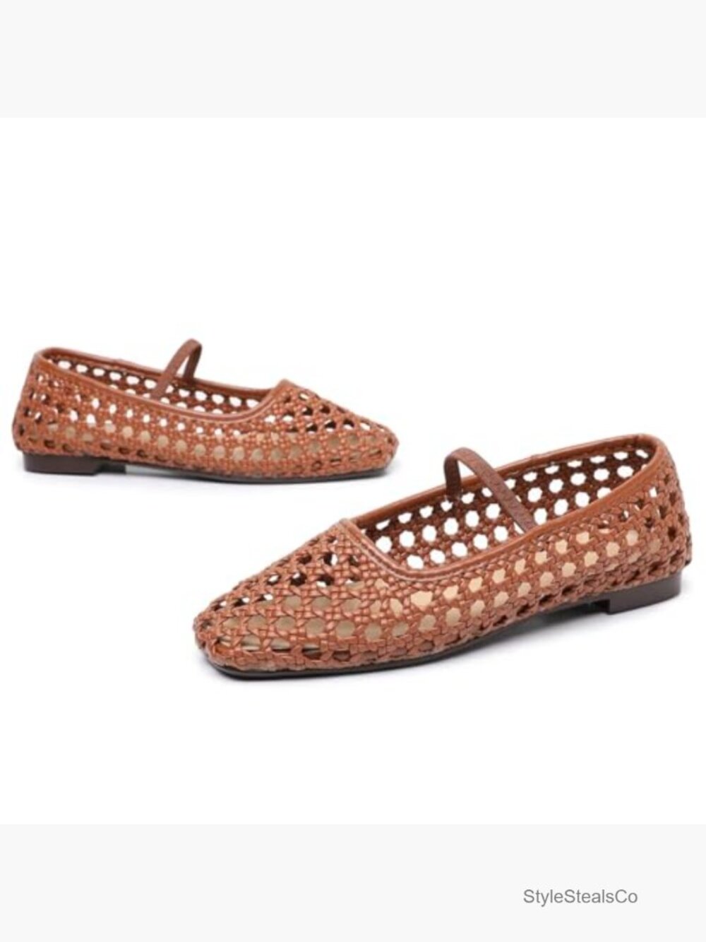 Woven Mary Jane Flats Breathable Ballet Shoes Round Toe Comfortable Dress - Picture 6 of 7